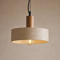 Lucande Carlotta pendant light, 1-bulb, Ø 27 cm, beige, concrete