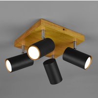 Trio Lighting Marley downlight, black matt, 4-bulb