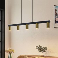 Lindby hanging light Baliko, black/brass, 5-bulb, GU10