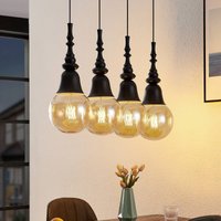 Lucande Gesja pendant lamp, 4-bulb, long, black