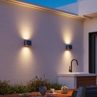 Calex LED-utomhusvägglampa Potenza upp/ner, IP44, svart/guld