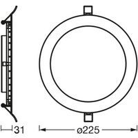 OSRAM LED-takinbyggnadslampa SLIM, Ø 23 cm, 3 000 K, vit