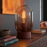 Lequile bordlampe, brun, glas, metal, E27, højde 25,7 cm