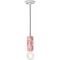 Ferroluce PI hängande lampa, blommönster Ø 8 cm röd/vit