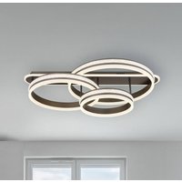 Globo LED-taklampa Grouni, längd 80 cm, titanfärgad, CCT metall