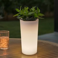 Lindby LED rechargeable flower vase Florista, RGB, IP54, Ø 12cm, white