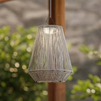 Lindby LED solar hanging lamp Austas, grey, Ø 32 cm, USB, IP54