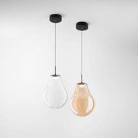 Fabas Luce LED-hänglampa Noa, bärnsten, glas, Ø 25 cm, CCT, dimbar