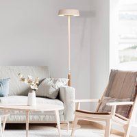 Mantra Iluminación LED-golvlampa Noa II, touchdimmer, stål, vit/träfärgad