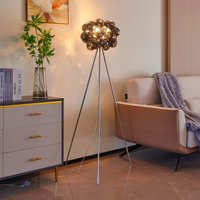 Lucande golvlampa Diborah, rökgrå, glas, 150 cm, G9