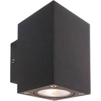 Deko-Light LED-utomhusvägglampa Cubodo Double Mini, aluminium, mörkgrå
