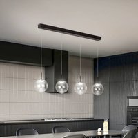 Fabas Luce Suspension LED Ariel, 4 lampes, allongée, variateur à paliers