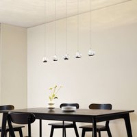 Lucande LED-pendellampa Hayley, 96 cm, 5 lampor, krom, glas