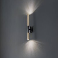 SIGMA Vägglampa Sopel Lux, 2 lampor, svart/guld, höjd 38 cm