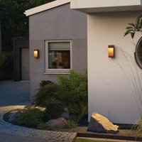 Konstsmide LED-utomhusvägglampa Rho, rostfärgad, höjd 28 cm, metall, IP54