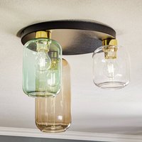 TK Lighting Marco Green ceiling light, 3-bulb, clear/green/brown