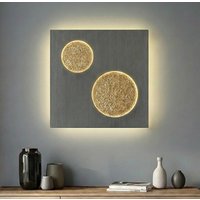 Lucande LED-vägglampa Delin, grå/guld, 55 x 55 cm, stegvis dimbar