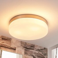 Lindby bathroom ceiling lamp Amilia, Ø 30 cm, E27, nickel, glass