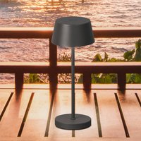 FH Lighting Sienna Pro LED rechargeable table lamp, sand grey, 24 cm, metal IP54