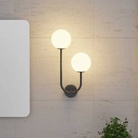 Forlight wall lamp Sfera Double, black, glass, width 23 cm