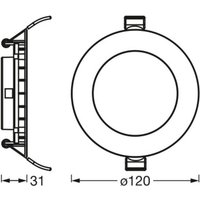 OSRAM LED-takinbyggnadslampa SLIM, Ø 12 cm, 4 000 K, vit