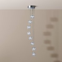 Searchlight Ice Cube LED hänglampa, 8 lampor, krom, kristallglas