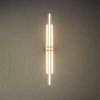 Briloner Tinka LED ceiling lamp, wood colour/black, length 98 cm