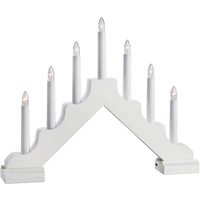 Markslöjd Chandelier LED Evelin en bois, à 7 lampes, blanc