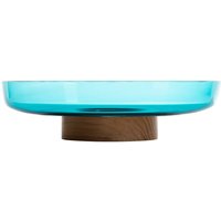 Artemide Schale Bontà, türkis, Ø 26 cm, Glas, Holz