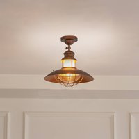 Lindby taklampa Louisanne, brun, metall, Ø 35cm