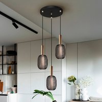 Schuller Valencia Suspension Micron LED à 3 lampes, noir, or