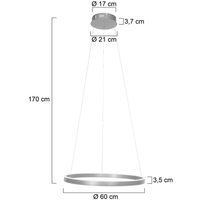 Steinhauer LED pendant light Ringlux, Ø 60 cm, 2-bulb, steel