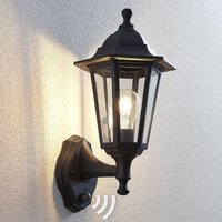 Lindby outdoor wall light Nane, sensor, lantern, seawater resistant
