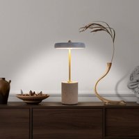 Näve Lampe de table LED Seta, batterie, ciment, gris