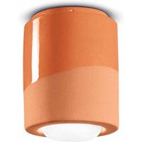 Ferroluce PI ceiling lamp, cylindrical, Ø 12.5 cm orange
