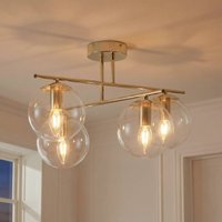 Domiluce Zoe ceiling light, gold-coloured, length 51 cm, glass, 4-bulb