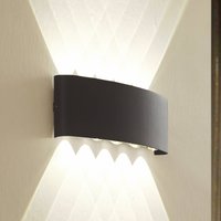 Lindby LED-utomhusvägglampa Ithan, 5 lampor, antracit, metall