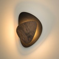 SIGMA Pedra LED wall light, black/wenge, steel, wood, 3,000 K