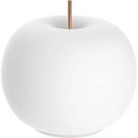 kdln Lampe de table LED Kushi, blanc/cuivre, Ø 17 cm, verre