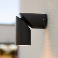 LUTEC TUBON outdoor wall lamp, dark grey, Ø 6 cm, metal, IP54, GU10