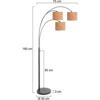 Steinhauer Golvlampa Sparkled Light, svart/brun, 180 cm, kork, 3 lampor.