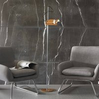 Oluce Spider floor lamp, mustard yellow/chrome, metal, aluminium