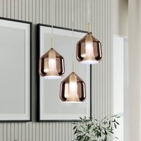 miloox by Sforzin Hanging light X-Ray copper/gold-coloured 3-bulb round glass
