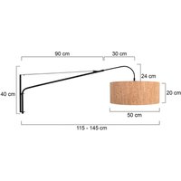 Steinhauer Textilvägglampa Elegant Classy svart/brun, metall/kork