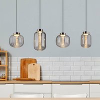 Globo Fluoro LED-hänglampa, rökgrå, längd 120 cm, 4 lampor.