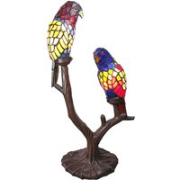 Clayre&Eef Dekorationslampa 6017, 2 papegojor, Tiffany-stil