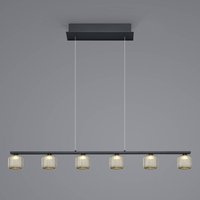 HELL Loft LED-pendel med rökt glas, sex lampor