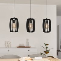 EGLO Bajazzara pendant light, three cage shades, black