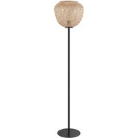 EGLO Golvlampa Dembleby av trä, naturfärg