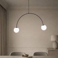 Domiluce Nova pendant light, glass/metal, black/white, 2-bulb